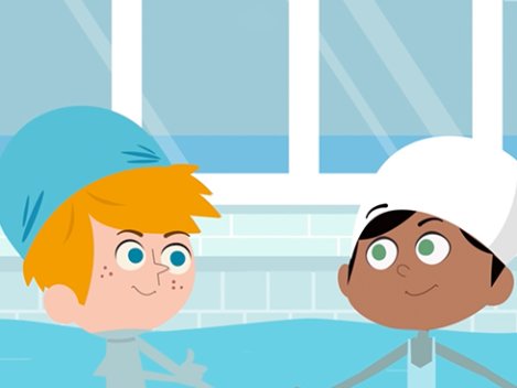 Dessin animé centres aquatiques Equans par l'agence Kromi