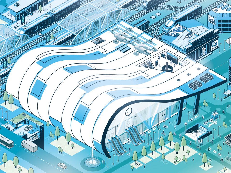 Illustration 2D Smart Station Engie par l'agence Kromi Illustration 2D Smart Station Engie par l'agence Kromi