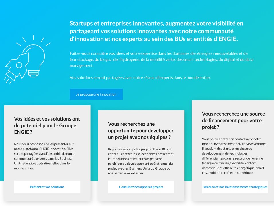 Plateforme d’Open-Innovation Engie par l'agence Kromi Plateforme d’Open-Innovation Engie par l'agence Kromi