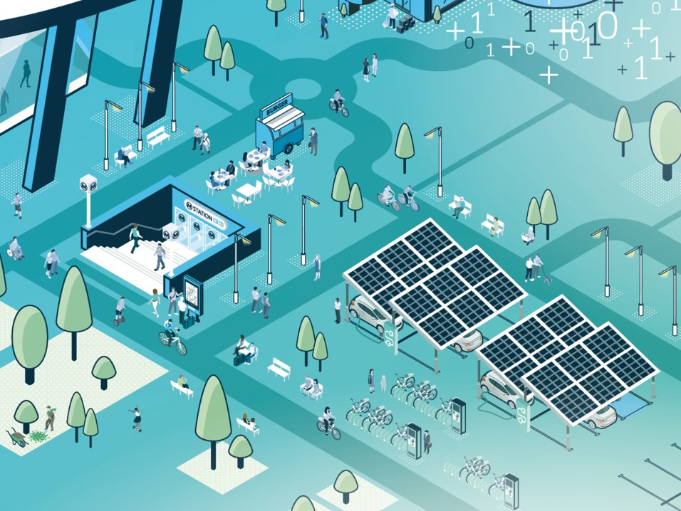 Illustration 2D Smart Station Engie par l'agence Kromi Illustration 2D Smart Station Engie par l'agence Kromi