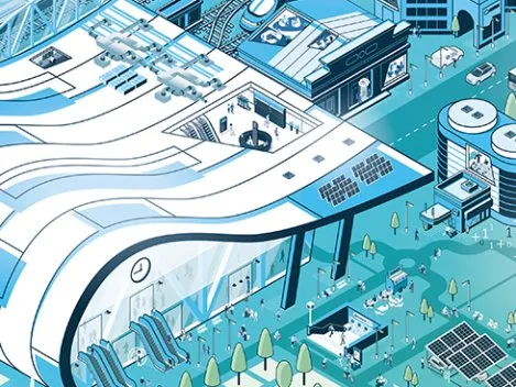 Illustration 2D - Smart Station Illustration 2D Smart Station Engie par l'agence Kromi